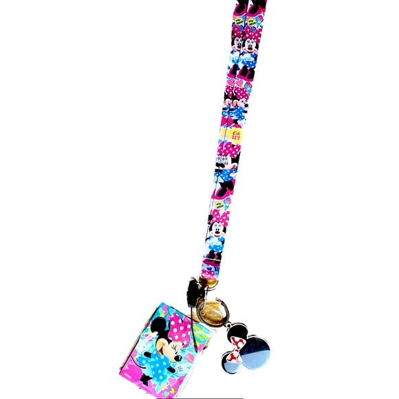 NWOT Disney Mini Mouse Lanyard & Key Chain - Picture 1 of 3